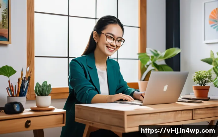경력 스폰서 확보를 위한 개인 브랜드 홍보 전략 - A confident Vietnamese content creator sitting at a modern desk with a laptop and smartphone, surrou...