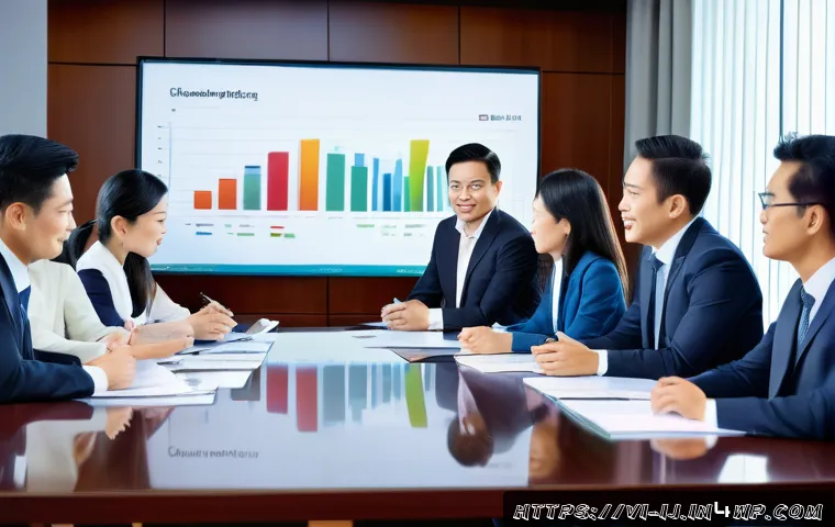 스폰서와의 관계에서의 신뢰 구축 방법 - A professional Vietnamese business meeting scene showing a diverse group of executives around a larg...