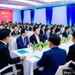 Home 19 경력 스폰서 확보를 위한 보상 체계 이해하기 - A vibrant corporate event scene in Vietnam showcasing a diverse group of professional sponsors and b...